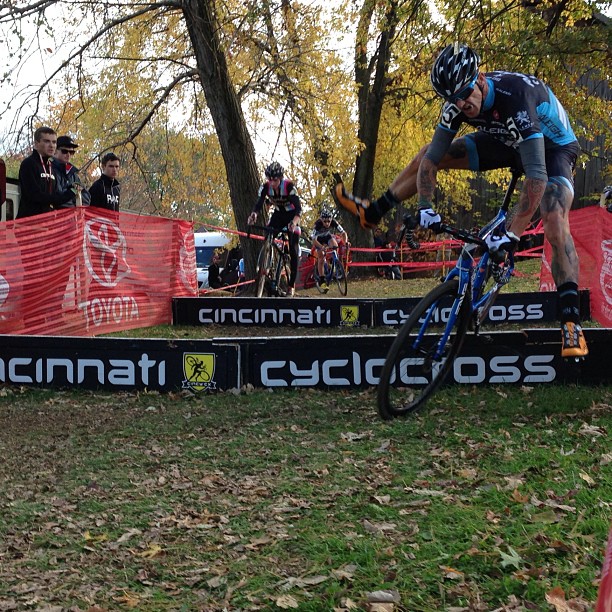Berden gets acrobatic over the barrier (photo: Chris Milthaler)