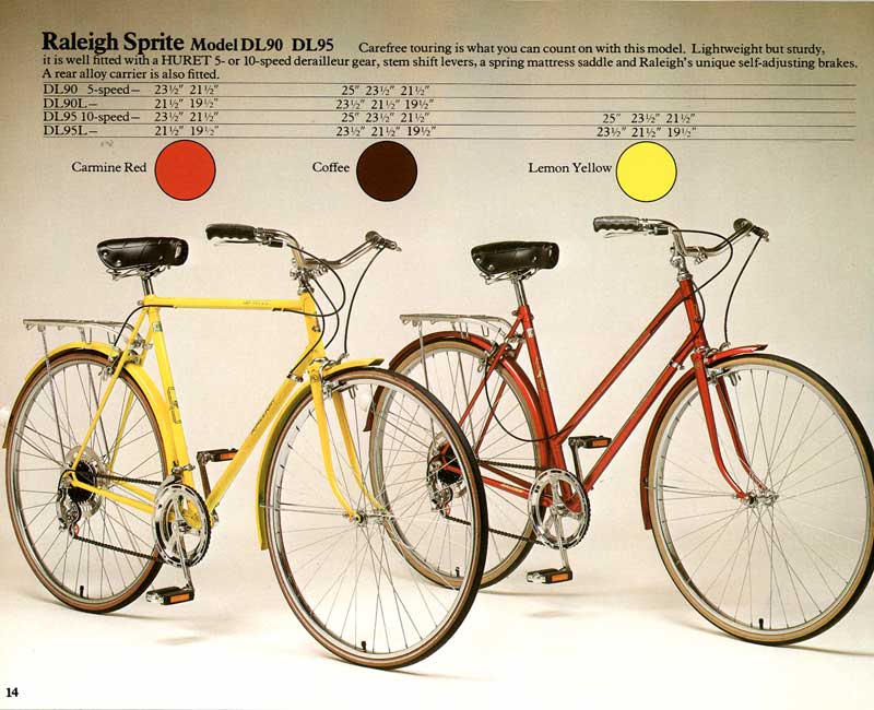 yellow raleigh bike